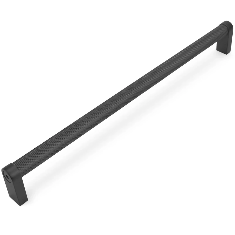 BUKOBYHE 6 Pack 10 Inch Matte Black Kitchen Cabinet Handles Knurled Cabinet Pulls Black Drawer Pulls Kitchen Hardware