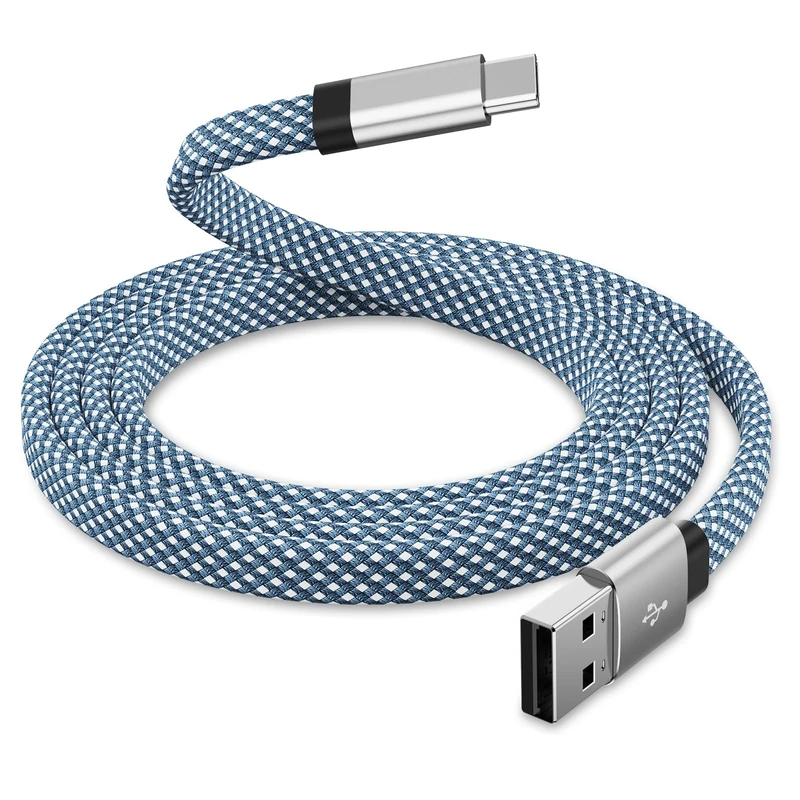 Magtame Magnetic USB C Cable 3.3ft - Coiled Fast Charging Cord With Type A to C Connector, Compatible With Samsung, Pad and Other USB C Devices, Blue