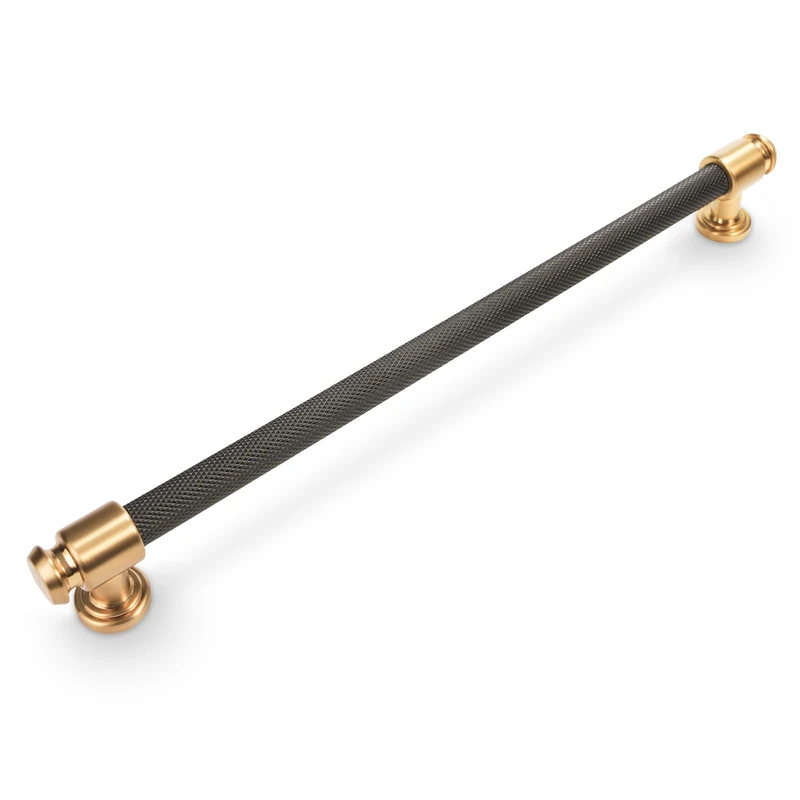 BUKOBYHE 6 Pack 12Inch Black and Champagne Bronze Kitchen Cabinet Handles Knurled Cabinet Pulls Black Drawer Pulls Kitchen Hardware