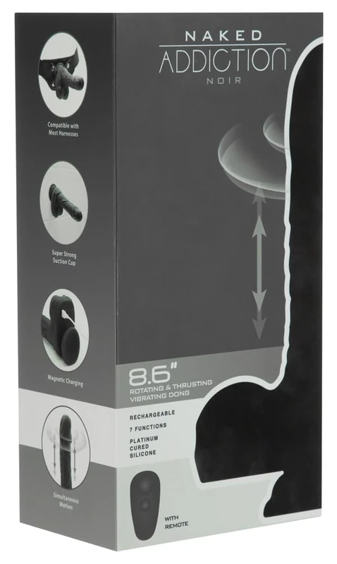 Naked Addiction Rotating & Thrusting Vibrating Dong Black 15.6 cm - Image 1
