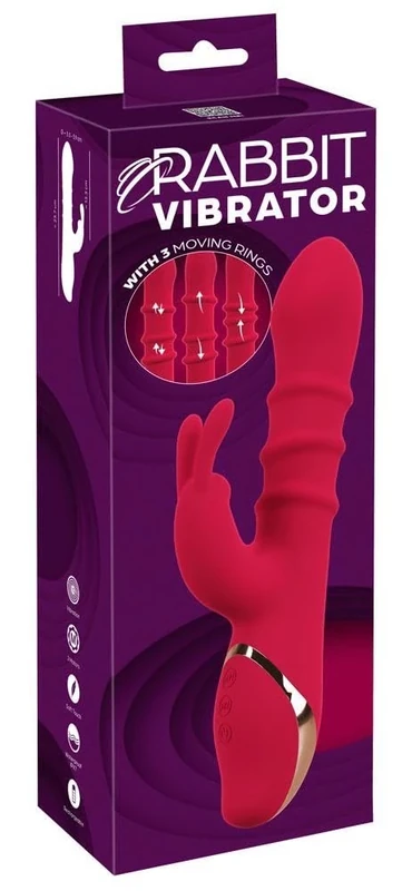 You2Toys Women 3 Moving Rings Rabbit Vibrator Red/Rose Gold 3.3/3.9 cm