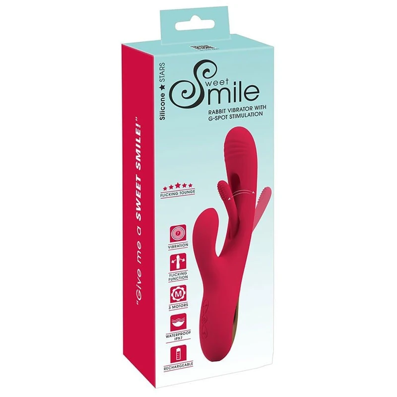 Sweet Smile Women G-Spot Stimulation Rabbit Vibrator Red/Gold 2.7/3.6 cm