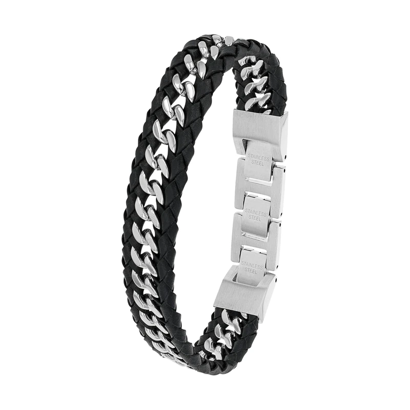 Joop! bracelet stainless steel men's bracelet, 18.5+1.5+1.5 cm, silver, comes in jewelry gift box 2038037