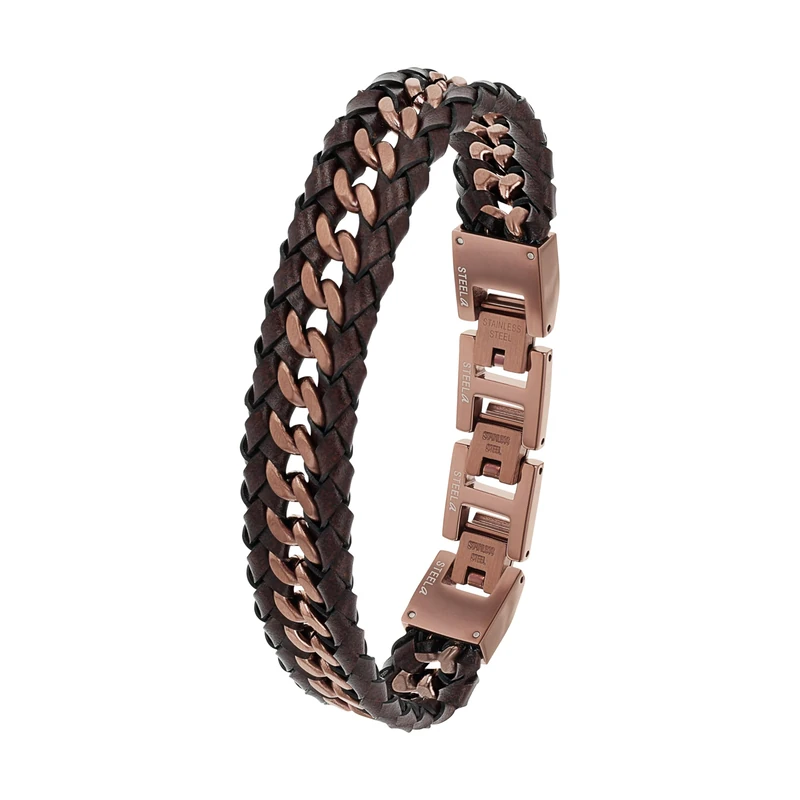 Joop! bracelet stainless steel men's bracelet, 18.5+1.5+1.5 cm, brown, comes in jewelry gift box 2038038