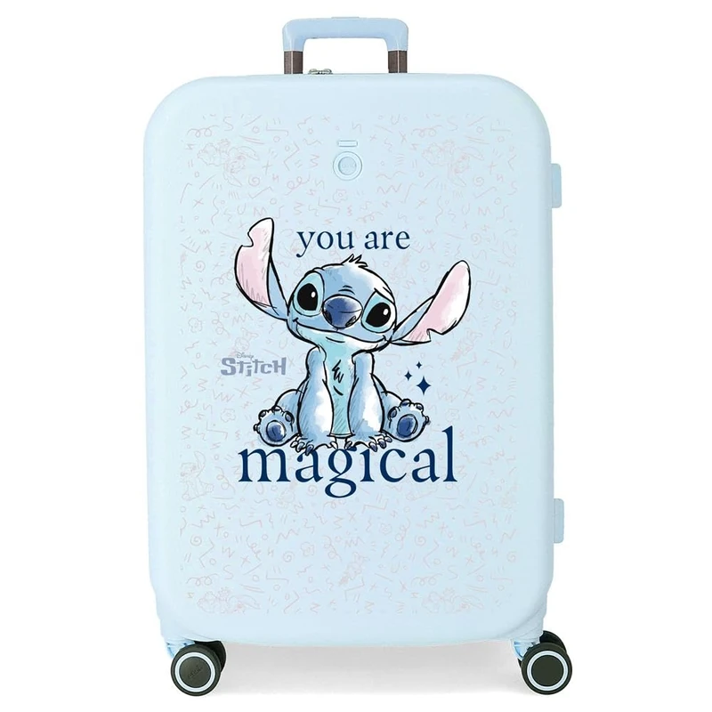 Joumma Disney Stitch You are Magical Medium Suitcase Blue 48x70x28cm Hard ABS Closure TSA 79L 4.3kg 4 Double Wheels, Blue, Medium Suitcase