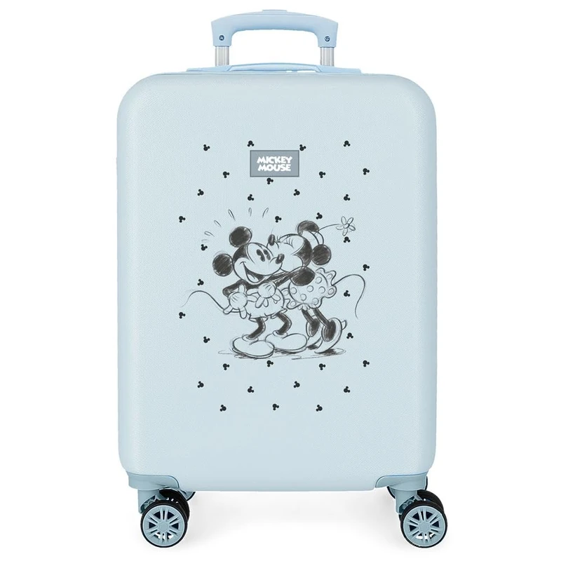 Disney Joumma Mickey and Minnie Kisses Cabin Suitcase Blue 38 x 55 x 20 cm Hard ABS Combination Lock Side 35L 2 kg 4 Wheels Double Luggage Hand Luggage, Blue, Cabin Suitcase