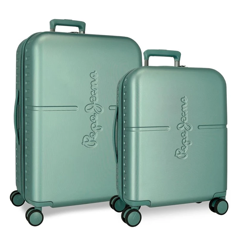 Pepe Jeans Highlight Suitcase Set Blue 55/70 cm Rigid ABS Integrated TSA Lock 116L 7.5 kg 4 Double Wheels Hand Luggage by Joumma Bags, Blue, Suitcase Set