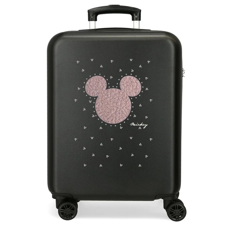 Disney Joumma Mickey Studs Cabin Suitcase Black 38 x 55 x 20 cm Rigid ABS Combination Lock Side 35L 2 kg 4 Wheels Double Luggage Hand Luggage, Black/White, Cabin Suitcase
