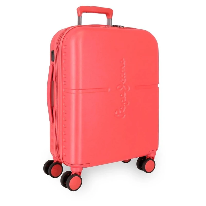 Pepe Jeans Highlight Cabin Suitcase Red 40x55x20cm Hard ABS Closure TSA Integrated 37L 2.95kg 4 Double Wheels Hand Luggage by Joumma Bags, red, Cabin Suitcase