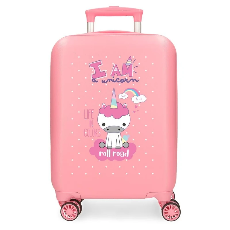 Roll Road Little Me Cabin case Multicolor Hardshell ABS Combination Lock, Pink, 33x50x20 cms, Unicorn Suitcase