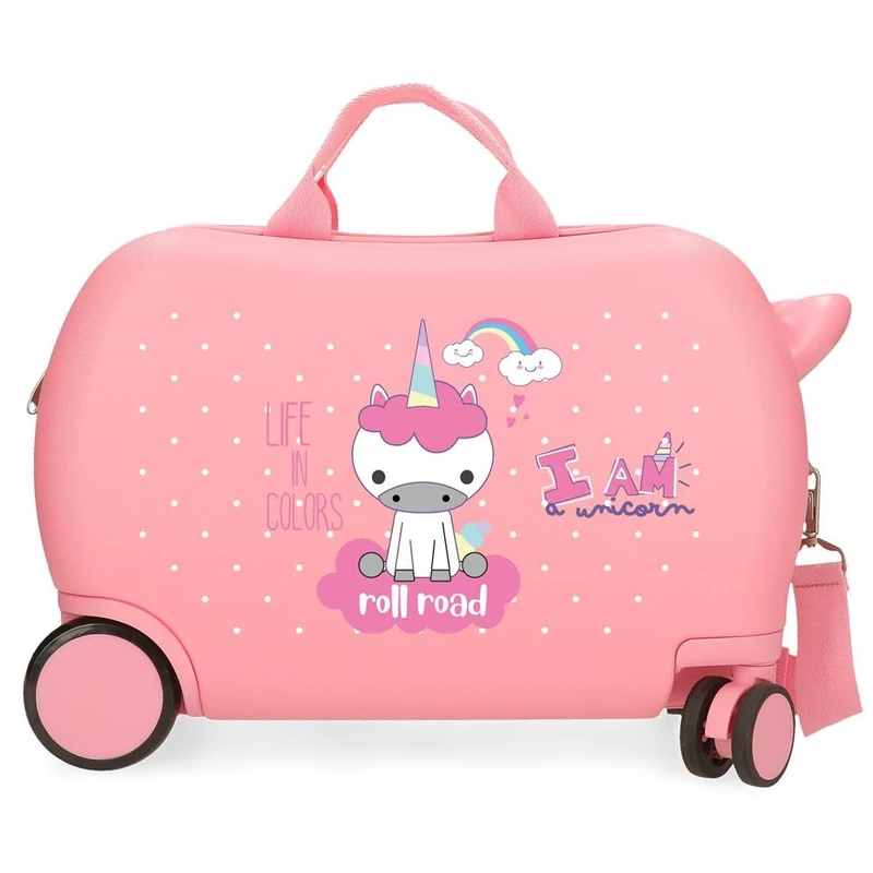 Roll Road I am unicorn Children's Suitcase Pink 45x31x20 cms Hard Shell ABS 24,6L 1,8 kgs 2 Wheels carry-on luggage
