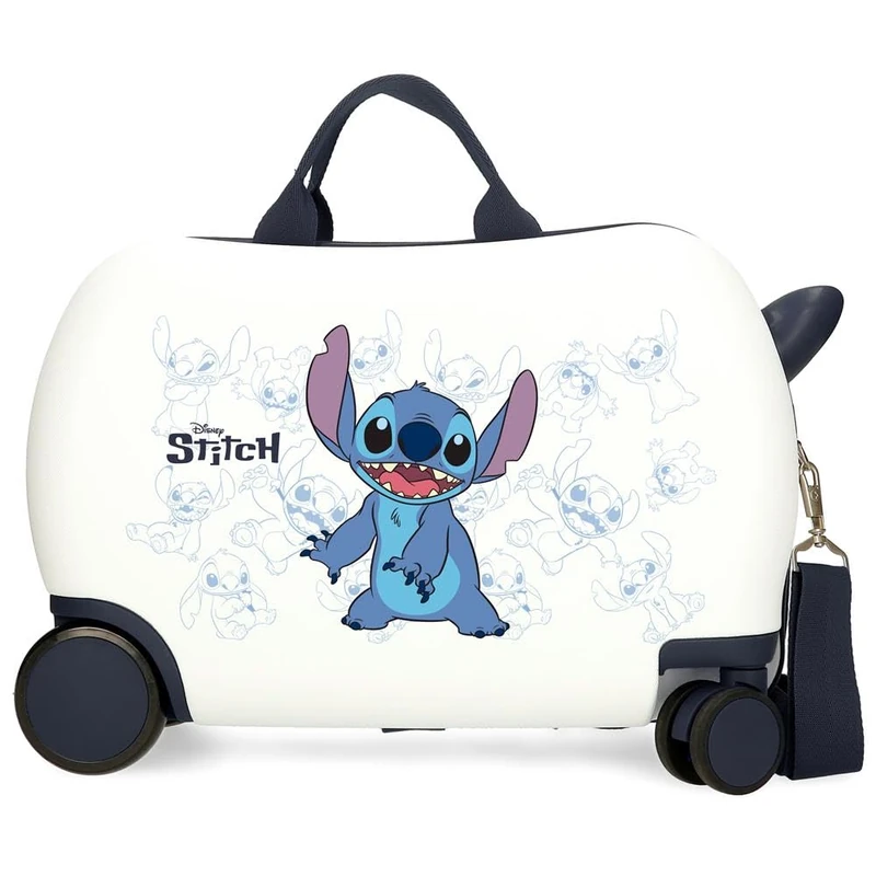 Disney Joumma Bags Happy Stitch Cabin Suitcases, Suitcase Set, Made of ABS, Durable and Light Material, Side Combination Closure, School Backpacks, Children's Backpacks, White