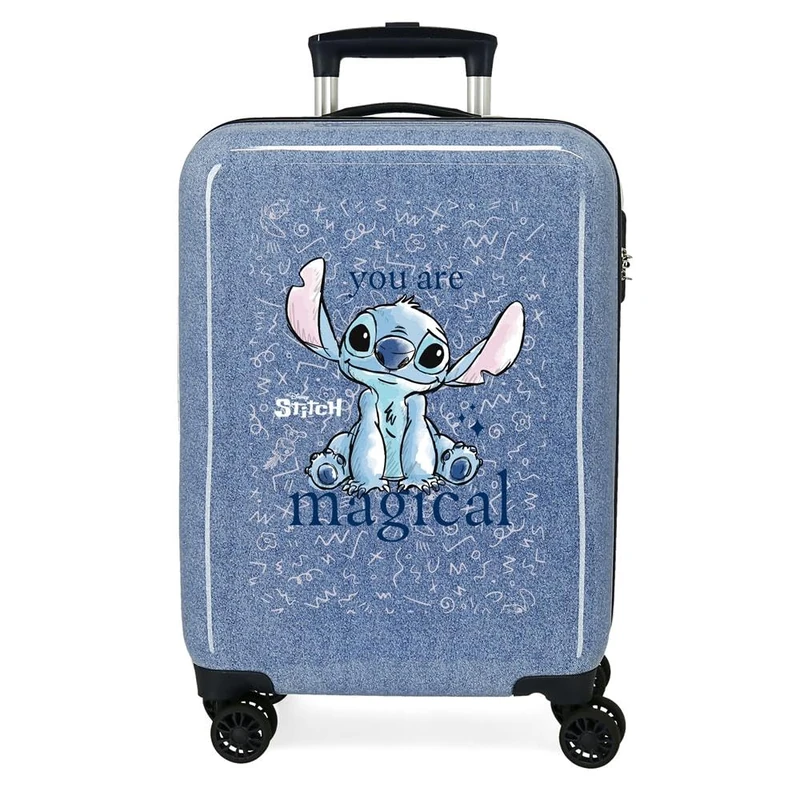 Disney Joumma Stitch You are Magical Cabin Suitcase Blue 38 x 55 x 20 cm Rigid ABS Combination Lock Side 34L 2 kg 4 Double Wheels Luggage Hand Luggage, Blue, Cabin Suitcase