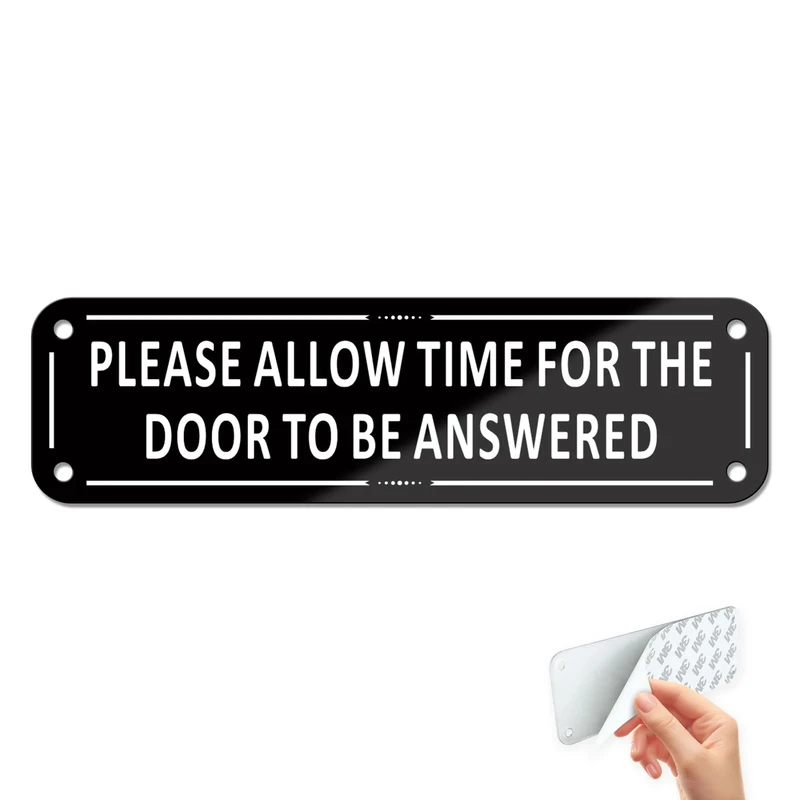 Goodvia Please Allow Time for Door to be Answered Sign Aluminum Self adhesive sticker 16x4.5cm
