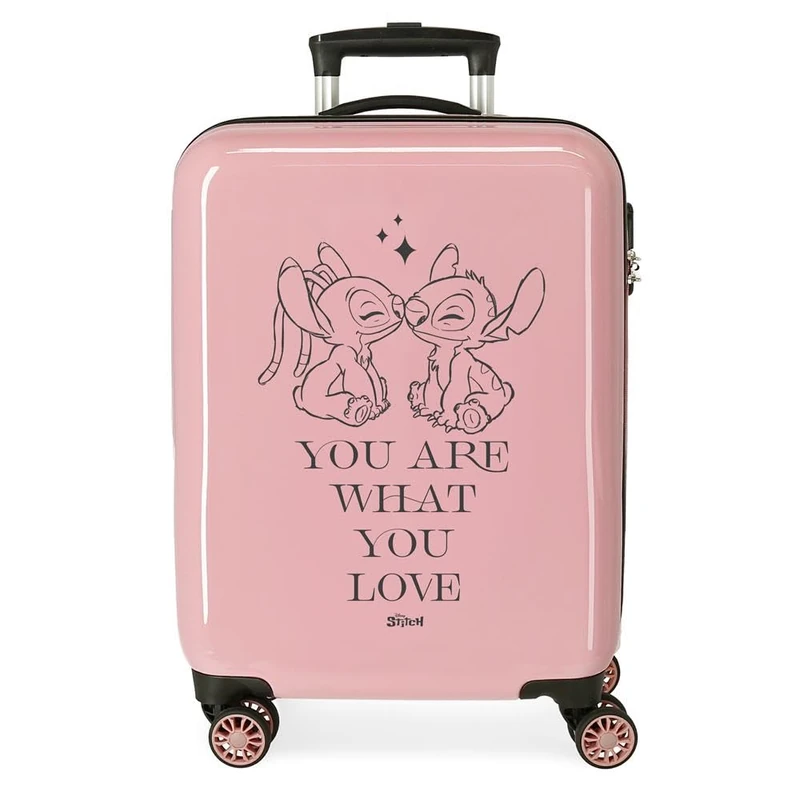 Joumma Disney Stitch You Love Cabin Suitcase Pink 38 x 55 x 20 cm Hard ABS Combination Lock Side 34L 2 kg 4 Wheels Hand Luggage, Pink, Cabin Suitcase