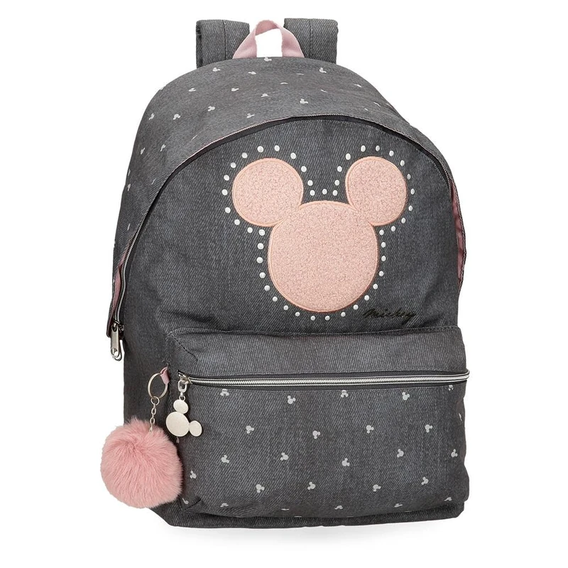 Disney Joumma Mickey Studs School Laptop Backpack Black 31x44x15cm Polyester 20.46L, Black/White, School Laptop Backpack