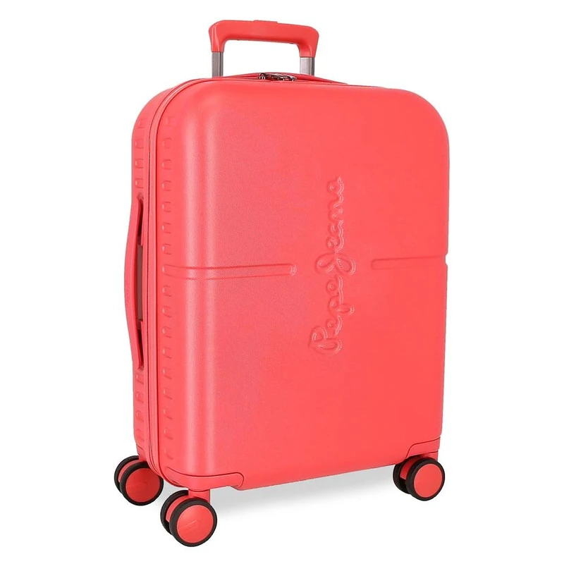 Pepe Jeans Highlight Cabin Suitcase Red 40x55x20cm Hard ABS Closure TSA Integrated 37L 2.75kg 4 Double Wheels Hand Luggage by Joumma Bags, red, Cabin Suitcase