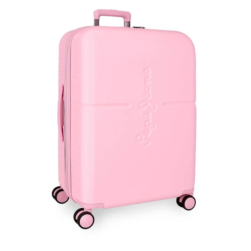 Pepe Jeans Highlight Medium Suitcase Pink 48x70x28cm Hard ABS Closure TSA Integrated 79L 3.2kg 4 Double Wheels by Joumma Bags, Pink, Medium Suitcase