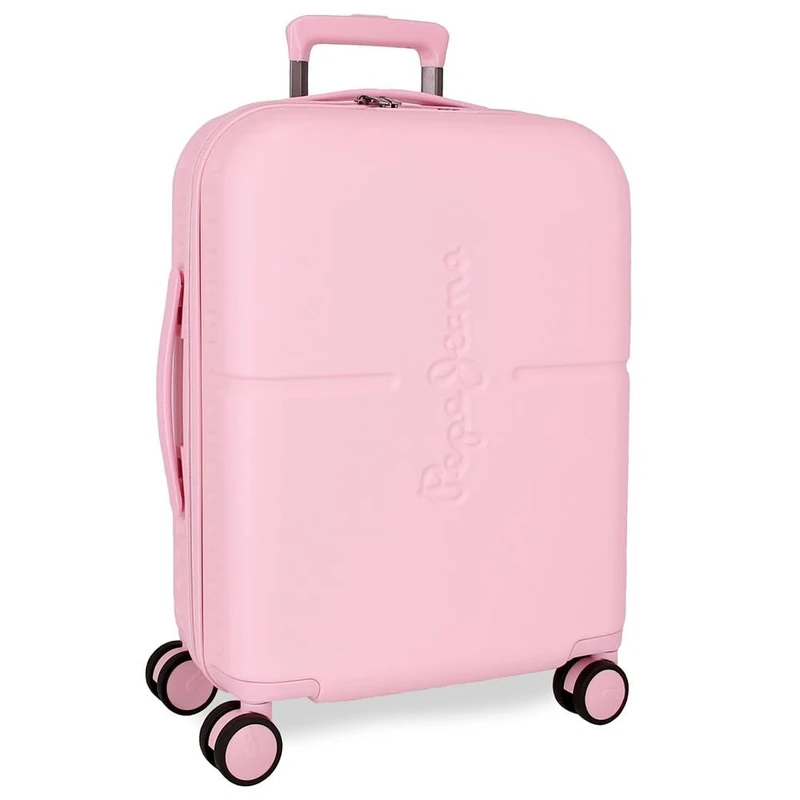 Pepe Jeans Highlight Cabin Suitcase Pink 40x55x20cm Hard ABS Closure TSA Integrated 37L 2.75kg 4 Double Wheels Hand Luggage by Joumma Bags, Pink, Cabin Suitcase