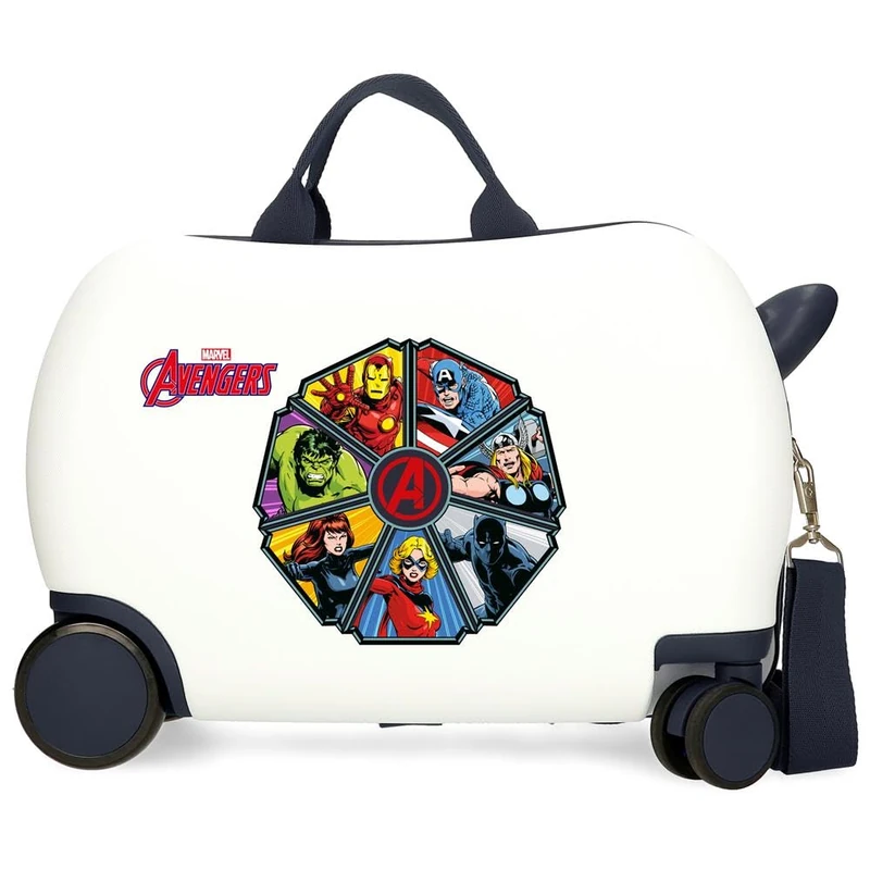 Disney Joumma Marvel Avengers to The Power Kids Suitcase Black 45x31x20cm Hard Case ABS 24.6L 1.8 kg 2 Wheels Hand Luggage, Black/White, Children's Suitcase - Image 1