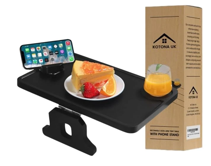 Kotona UK Foldable Bamboo Table Tray, Portable Desk for Bed or Sofa, Eco-Friendly Workstation for Home Office Black