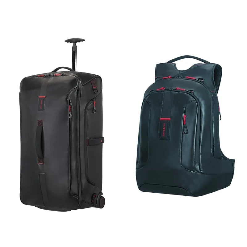 Samsonite Paradiver Light - Reisetasche mit Rollen 79 cm, 121.5 L, Schwarz (Black) & Paradiver Light - Laptoprucksack L+ 15.6 Zoll, 48 cm, 24 L, Schwarz (Black)