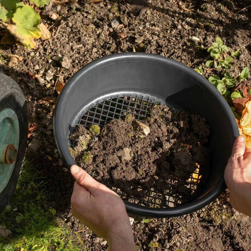 Hardys Large Plastic Garden Sieve | Heavy Duty Mesh Garden Soil Sieve, for Sieving Top Soil, Stones, Coarse Sand - BPA Free Compost Riddle, 35cm x 1cm Holes