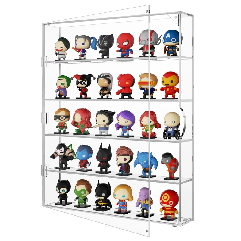 NIUBEE Acrylic Display Case for Figures, Dustproof Clear Wall Mount/Desktop