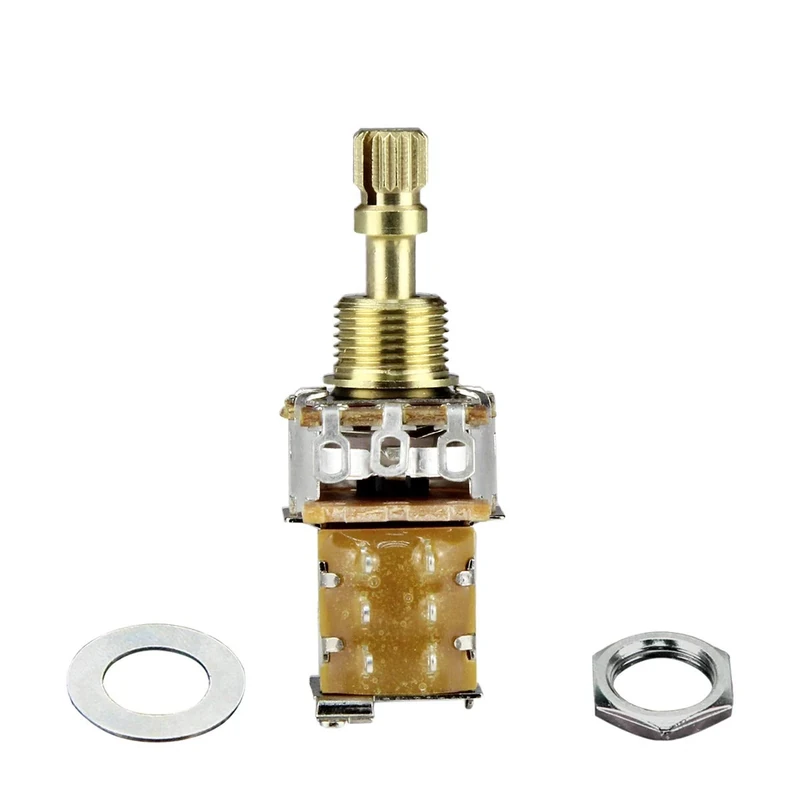 FLEOR 12PCS B250K Push Push Bounce Switch Potentiometer Linear Taper Pot Short Split Copper Shaft for Electric Guitar Bass Volume/Tone Controls