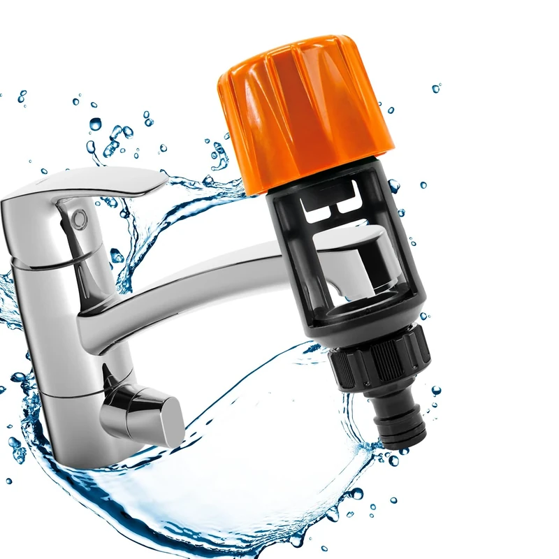 CaLeQi Tap Hose Connector for Garden Bathroom Kitchen Indoor Outdoor Hose Pipe Tap Attachment (Orange)