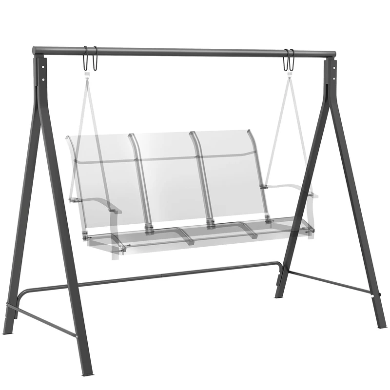Outsunny Metal Porch Swing Stand, Heavy Duty Swing Frame, Hanging Chair Stand Only, 240kg Weight Capacity for Garden, Patio, Lawn, Playground, Black