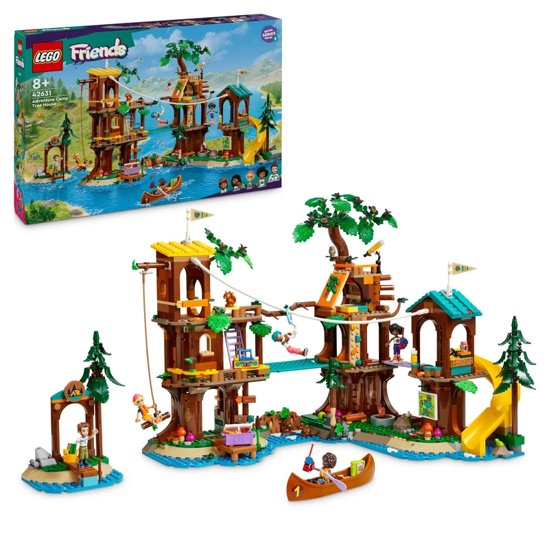 LEGO Friends Adventure Camp Tree House Set, Camping Playset Toy for 8 Plus Year Old Girls and Boys, with 5 Minidolls and 5 Animal Figures, Birthday Gift Idea for Kids 42631