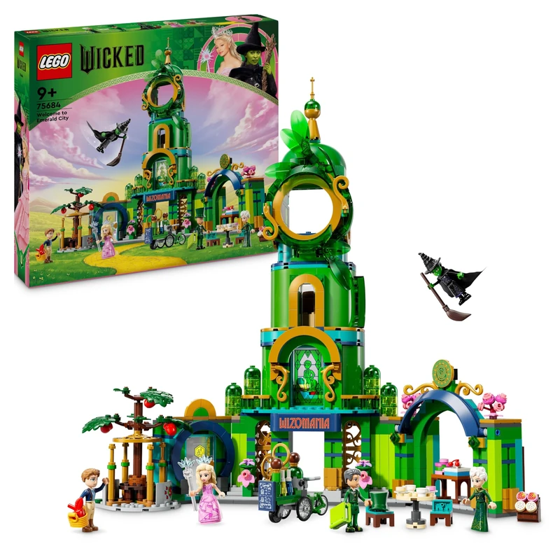 LEGO Wicked Welcome to Emerald City Set, Building Toy with Tower Model and Glinda and Elphaba Mini-Doll Figures, Gift for Movie Fans and 9 Plus Year Old Girls & Boys Who Love Dolls House Sets 75684