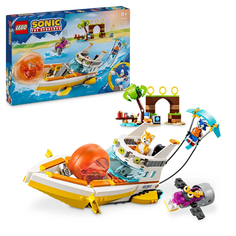 LEGO Sonic the Hedgehog Tails’ Adventure Boat Collectible Interactive Toy for 8 Plus Year Old Kids, Boys & Girls, Playset with Video Game Characters and Water Skis, Gamer Gift 76997