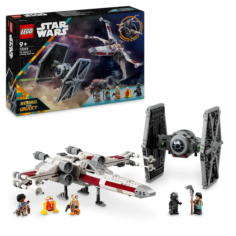 LEGO Star Wars 75393 TIE Fighter & X-Wing Mash-up - Building Toy with 2 Starships, 4 Minifigures and a Droid Figure, Creative Gift for 9+ Year Old Boys and Fans