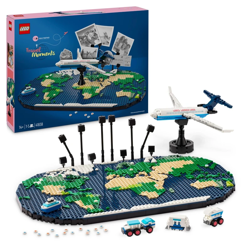LEGO Family Travel Moments World Map Building Toy for Teens, Fun Living Room Decor or Wall Art Set for Imaginative Play or as a Family Activity, Includes Photo Holders, Gifts for Travellers 41838