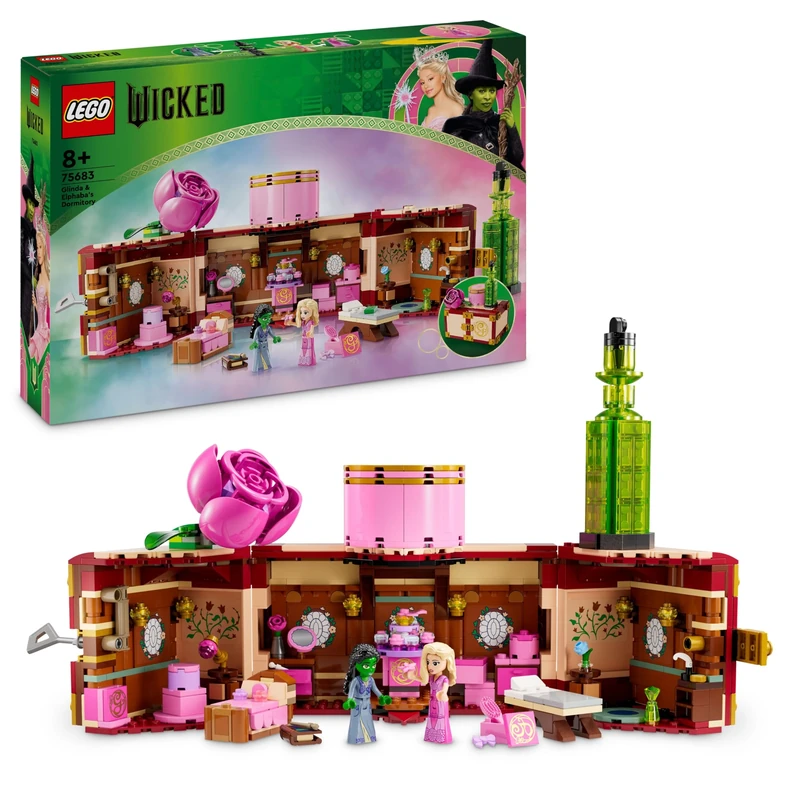 LEGO Wicked Glinda & Elphaba's Dormitory - Play & Display Toy with 2 Mini Dolls & Accessories incl. Wands and a Trunk - Gift for 8+ Year Old Girls & Movie Fans - 75683
