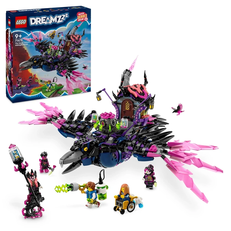 LEGO DREAMZzz 3in1 The Never Witch’s Midnight Raven Animal Toy for 9 Plus Year Old Boys & Girls, Rebuild a Fantasy Hut as a House, Spider or Bird Figure, Birthday Gift Idea 71478