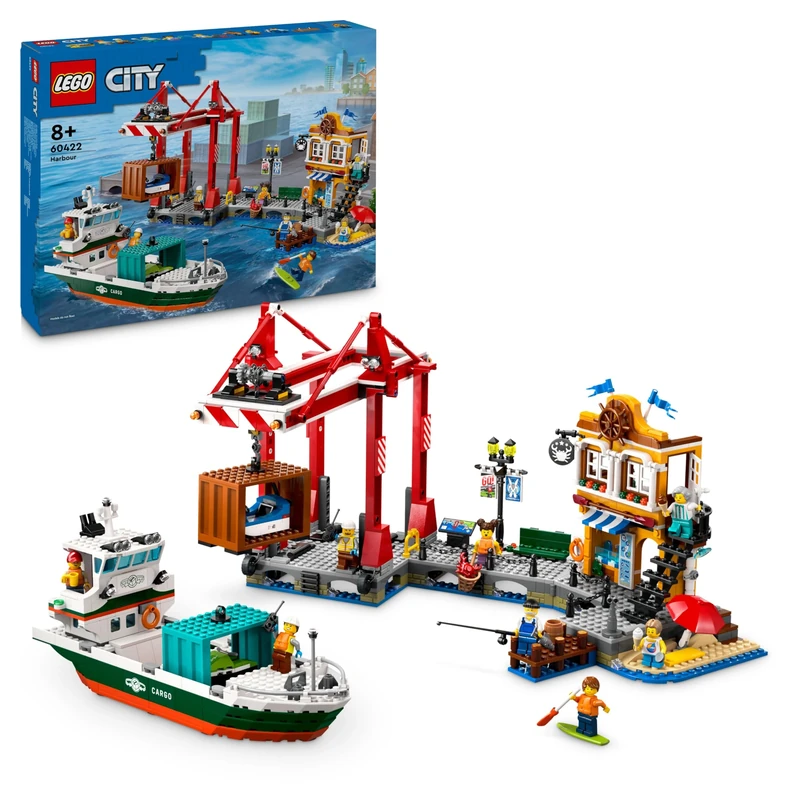 LEGO City Seaside Harbour with Cargo Ship Set, Educational Port Building Toy for Kids, Boys and Girls Aged 8 and Over, Model Container Crane and Boat with 8 Minifigures, Birthday Gift Idea 60422