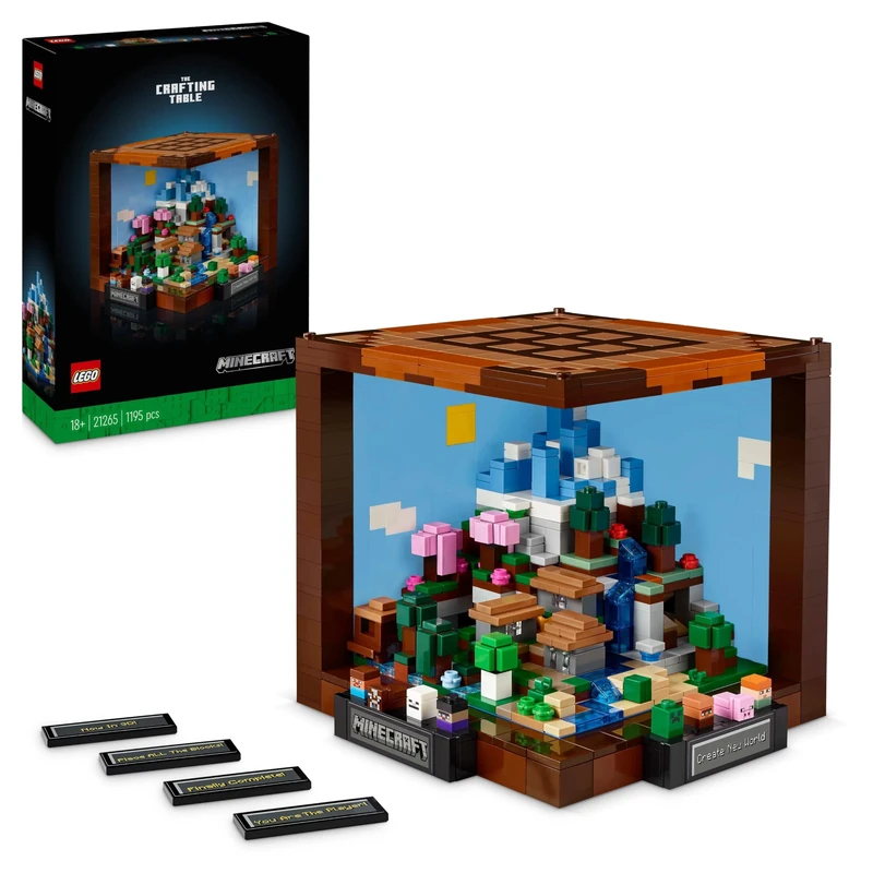 LEGO Minecraft The Crafting Table Building Set for Adults - Display Model Kit with 8 Characters incl. Steve, Alex and Mobs - DIY Gaming Room Decor - Gift for Fans - 21265
