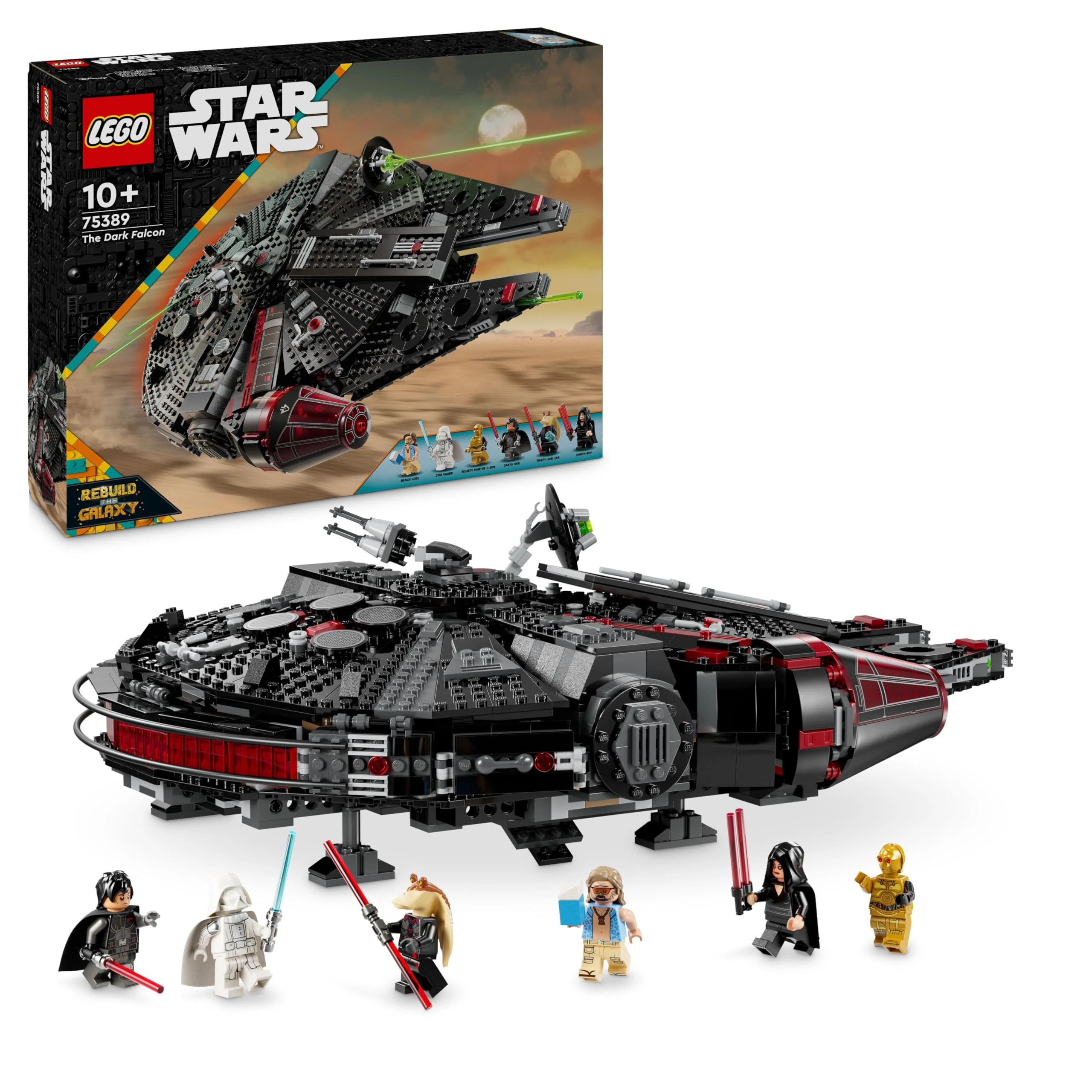 LEGO Star Wars 75389 The Dark Falcon - Play and Display Building Toy with Spring-Loaded Shooters, Cannons & 6 Minifigures incl. C-3PO - Gift for 10+ Year Old Boys & Adult Fans