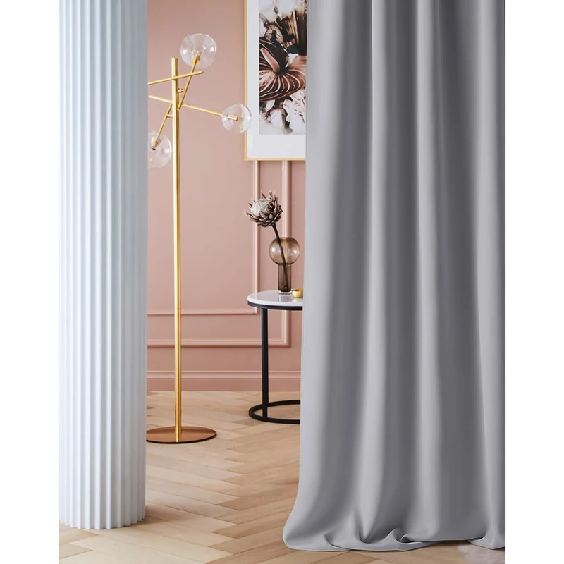ROOM99 Laurel Curtain with Ruffle Tape, 140 x 260 cm, Width x Height Blackout Opaque Sliding Curtains, Living Room, Bedroom for Rail System, Light Grey, Pack of 1
