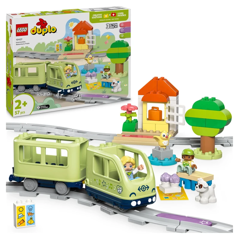 LEGO DUPLO Interactive Adventure Train Set - Toddler Learning Toy for 2+ Year Old Boys & Girls - incl. 14 Track Pieces, Action Bricks with Sound and 4 Figures - Gift Idea - 10427