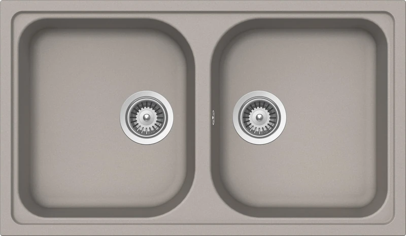 SCHOCK | Lithos 2 Bowl Kitchen Sink, Cristalite® Material, Dove Grey, 860 x 500 mm