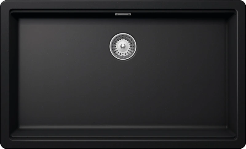 SCHOCK | Galaxy 1 Kitchen Sink with Undermount Hooks Included, Material ®Cristadur, Pure Black, 730 x 430 mm