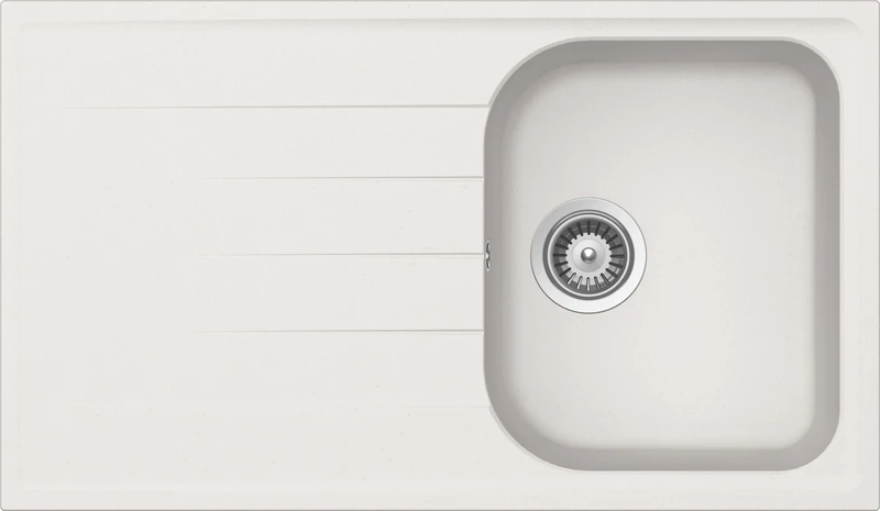 SCHOCK | Lithos 1 Bowl Kitchen Sink with Drip Tray, Reversible Bath, Cristalite® Material, New Alumina, 860 x 500 mm