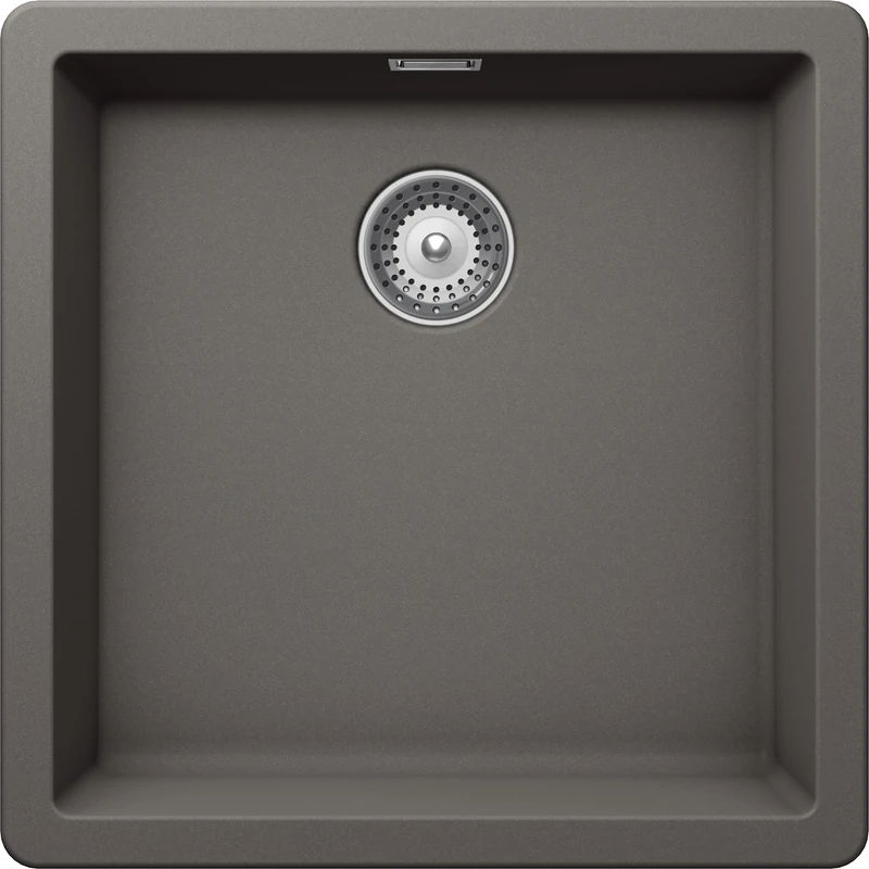 SCHOCK | Galaxy N100U 1 Bowl Kitchen Sink with Undermount Hooks Included, Material ®Cristadur, Silverstone, 430 x 430 mm
