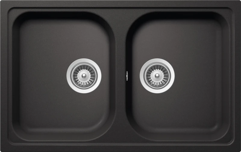 Schock Lithos 2 Bowl Kitchen Sink - Absolute Black 790x500mm