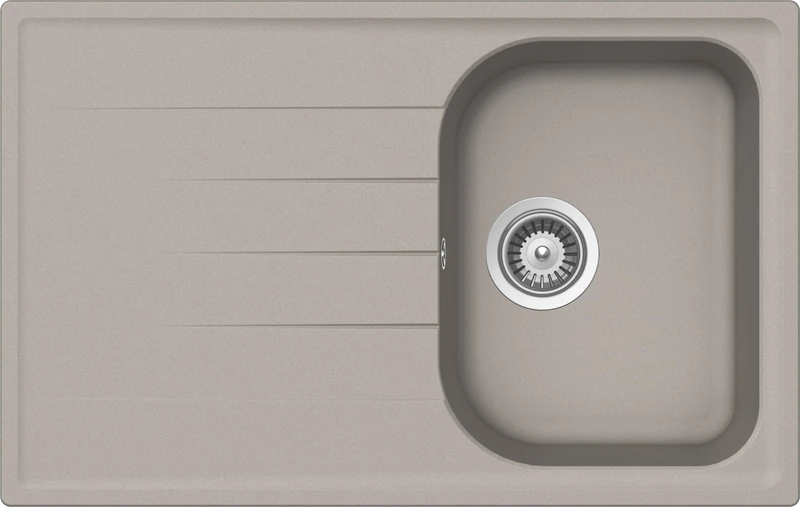 SCHOCK | Lithos 1 Small Bowl Kitchen Sink with Drip Tray, Reversible Bath, Cristalite® Material, Dove Grey, 790 x 500 mm