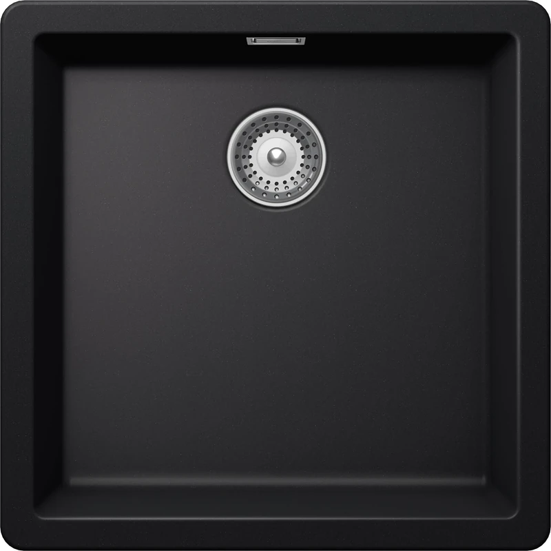 SCHOCK | Galaxy 1 Kitchen Sink with Undermount Hooks Included, Material ®Cristadur, Pure Black, 430 x 430 mm